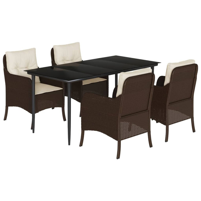 Set mobilier de grădină, 5 piese, cu perne, maro, poliratan - WALTI WALTI
