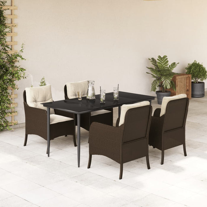 Set mobilier de grădină, 5 piese, cu perne, maro, poliratan - WALTI WALTI