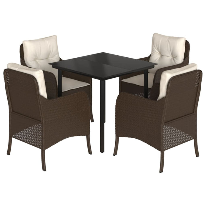 Set mobilier de grădină, 5 piese, cu perne, maro, poliratan - WALTI WALTI