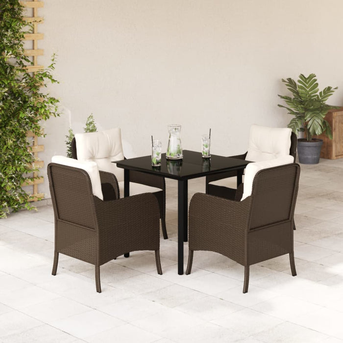 Set mobilier de grădină, 5 piese, cu perne, maro, poliratan - WALTI WALTI