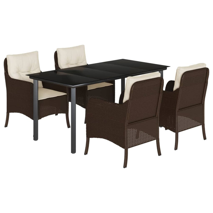 Set mobilier de grădină, 5 piese, cu perne, maro, poliratan - WALTI WALTI