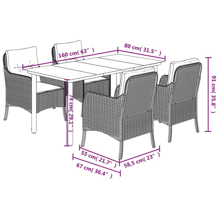 Set mobilier de grădină, 5 piese, cu perne, maro, poliratan - WALTI WALTI