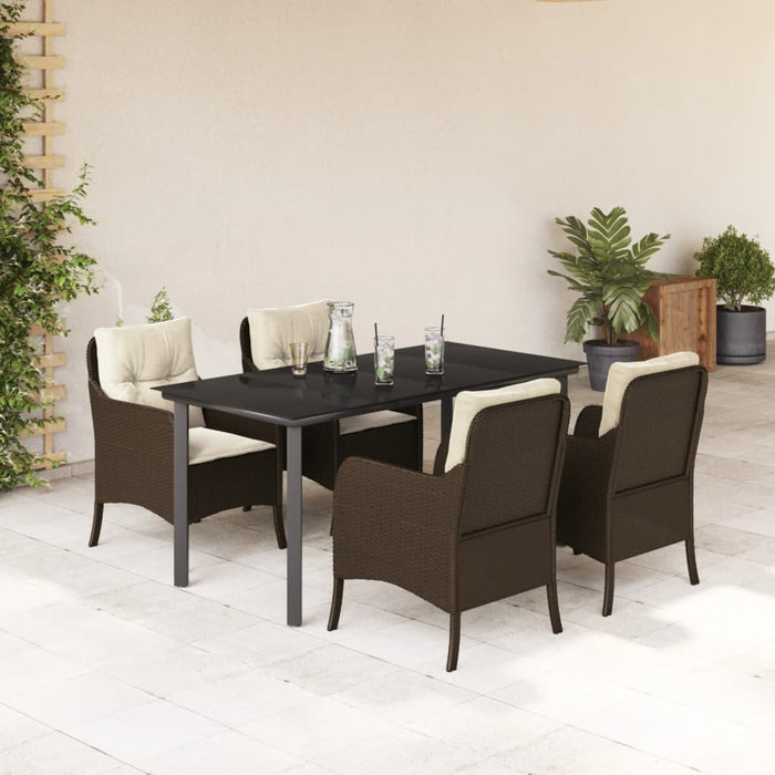Set mobilier de grădină, 5 piese, cu perne, maro, poliratan - WALTI WALTI