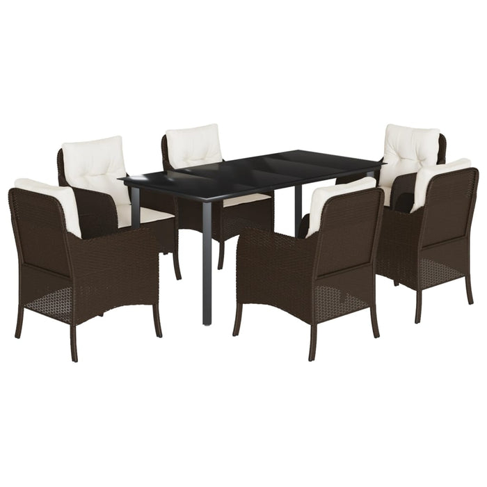 Set mobilier de grădină cu perne, 7 piese, maro, poliratan WALTI