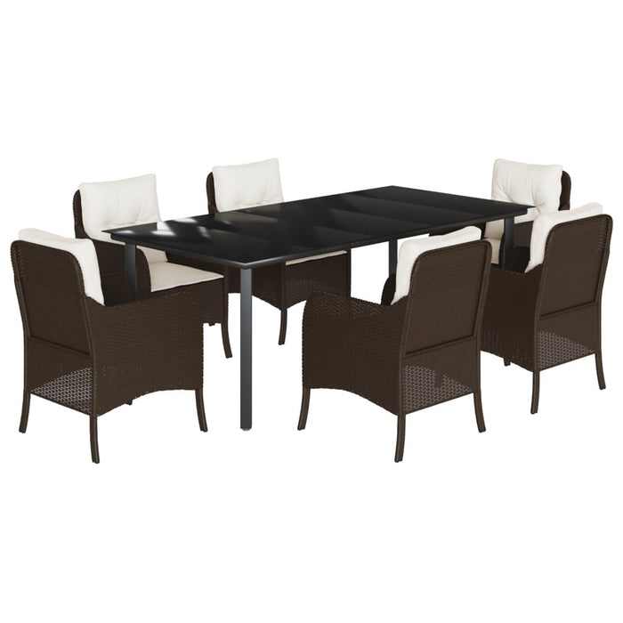 Set mobilier de grădină cu perne, 7 piese, maro, poliratan WALTI