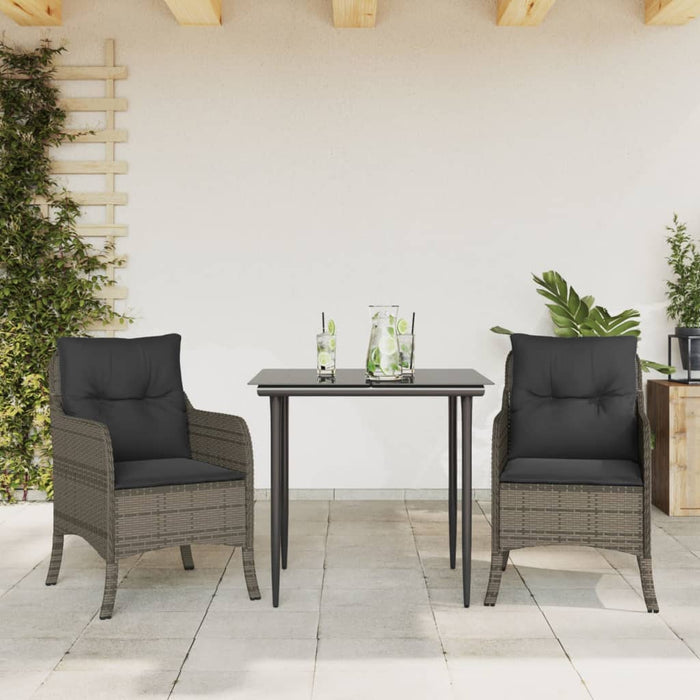 Set mobilier de grădină cu perne, 3 piese, gri, poliratan - WALTI WALTI