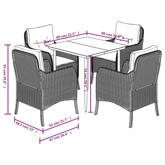 Set mobilier de grădină cu perne, 5 piese, gri, poliratan - WALTI WALTI