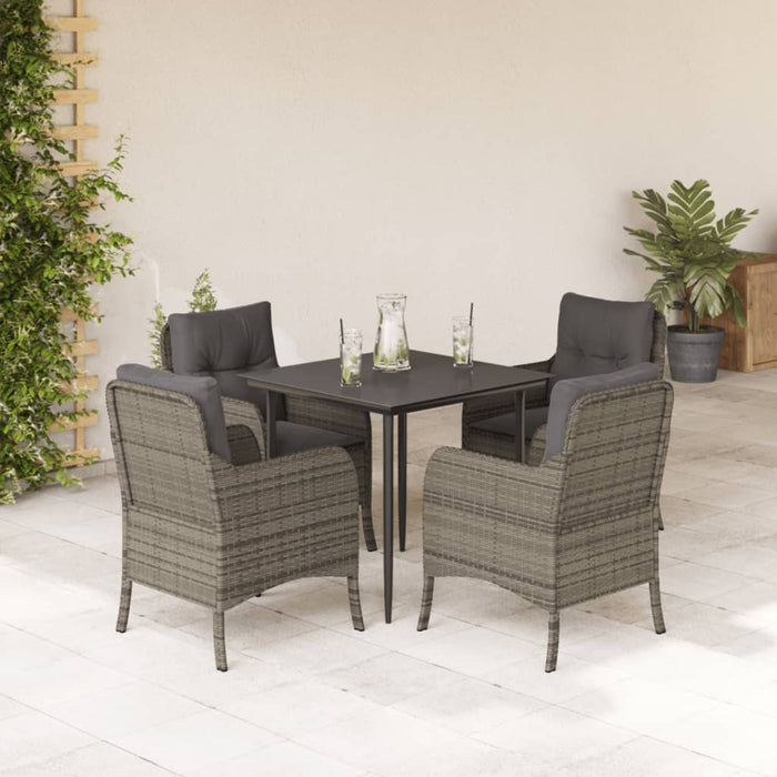 Set mobilier de grădină cu perne, 5 piese, gri, poliratan - WALTI WALTI