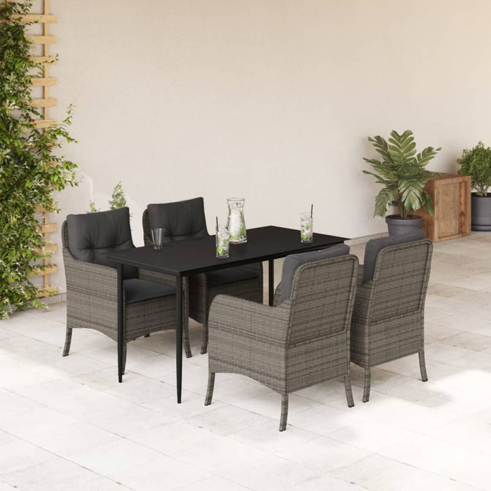 Set mobilier de grădină cu perne, 5 piese, gri, poliratan - WALTI WALTI