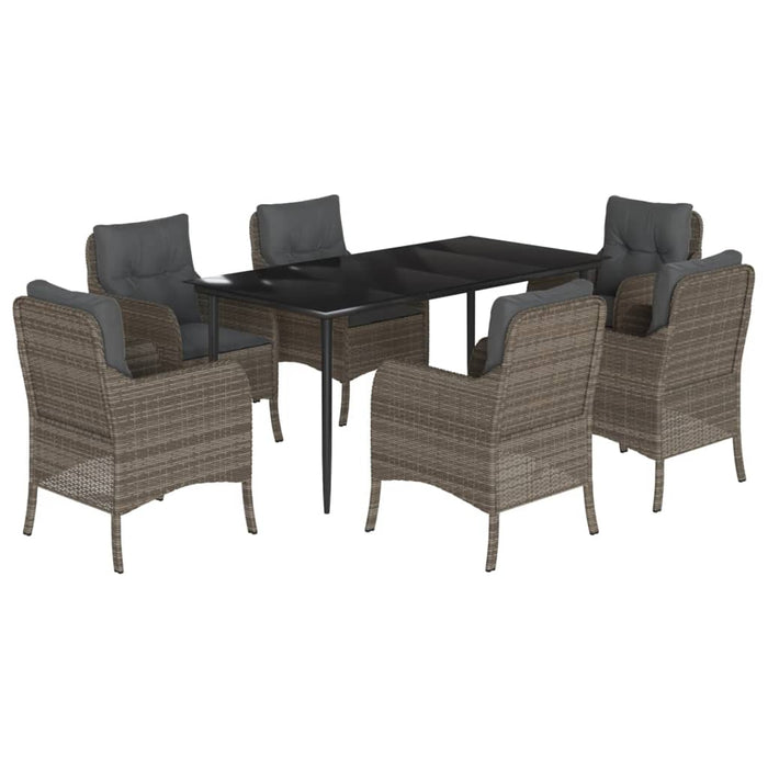 Set mobilier de grădină cu perne, 7 piese, gri, poliratan WALTI