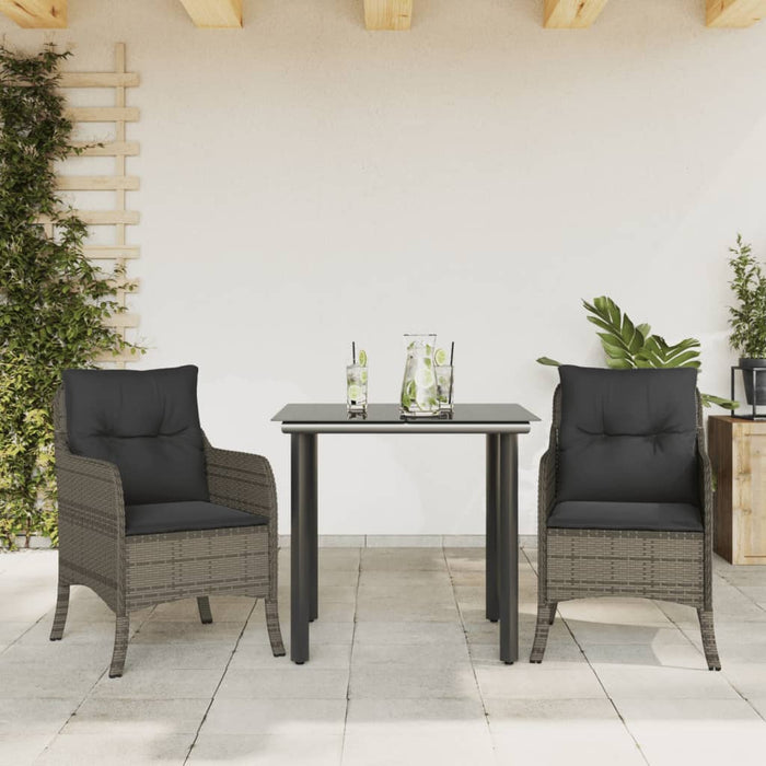 Set mobilier de grădină cu perne, 3 piese, gri, poliratan - WALTI WALTI