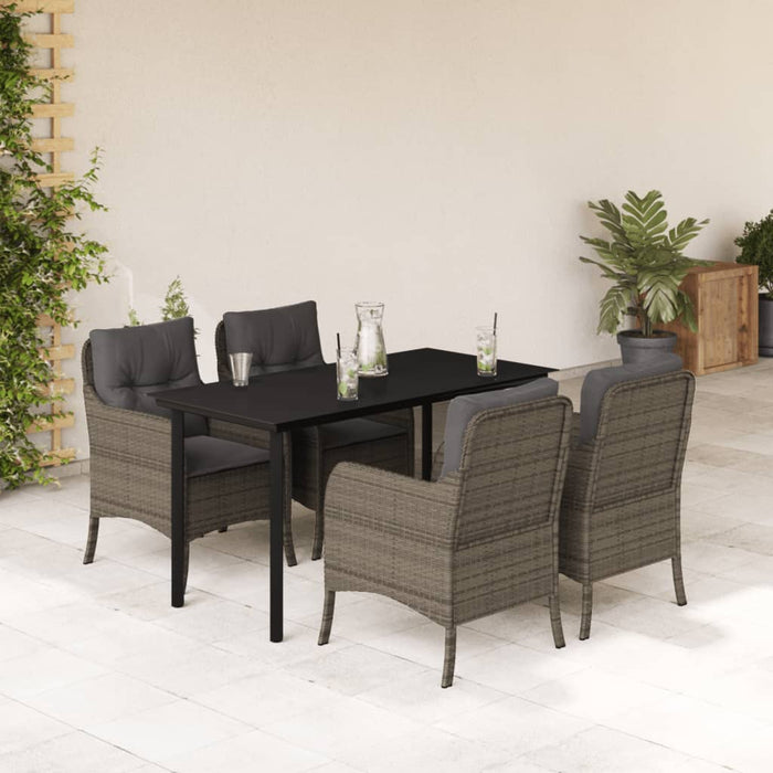 Set mobilier de grădină cu perne, 5 piese, gri, poliratan - WALTI WALTI