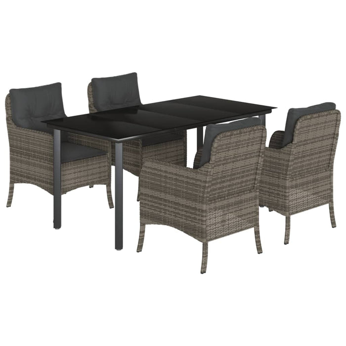 Set mobilier de grădină cu perne, 5 piese, gri, poliratan - WALTI WALTI
