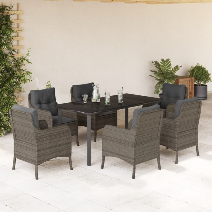 Set mobilier de grădină cu perne, 7 piese, gri, poliratan - WALTI WALTI
