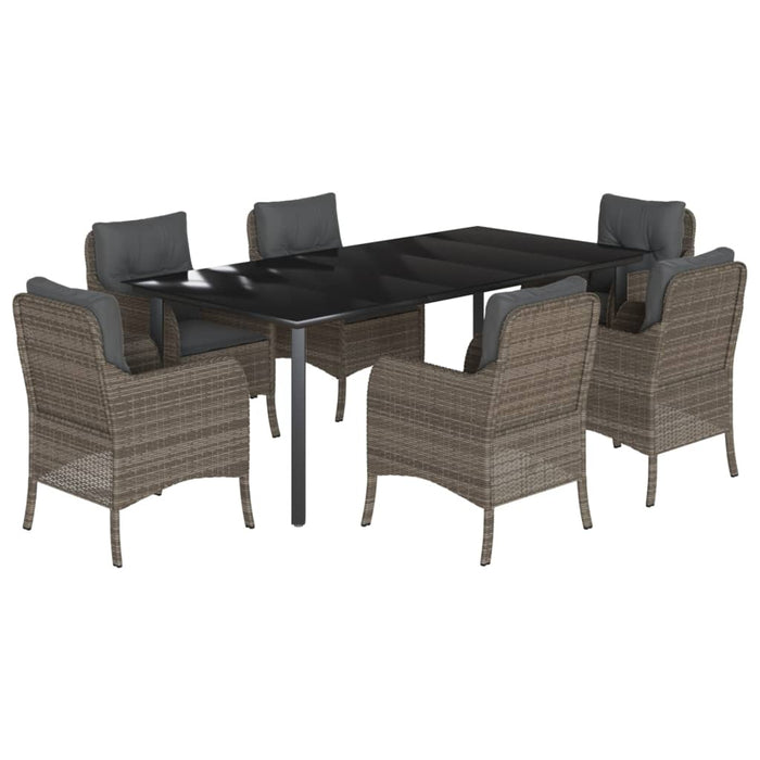Set mobilier de grădină cu perne, 7 piese, gri, poliratan WALTI