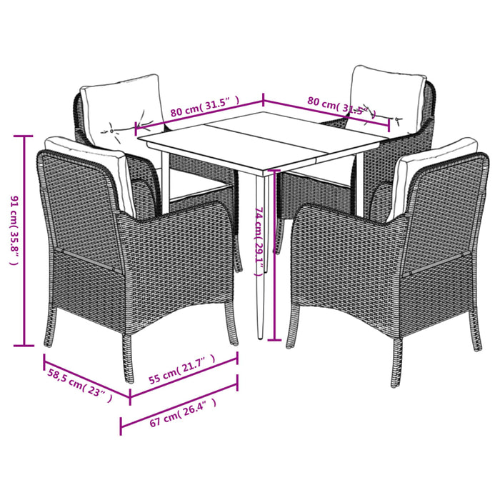 Set mobilier de grădină cu perne, 5 piese, bej, poliratan - WALTI WALTI