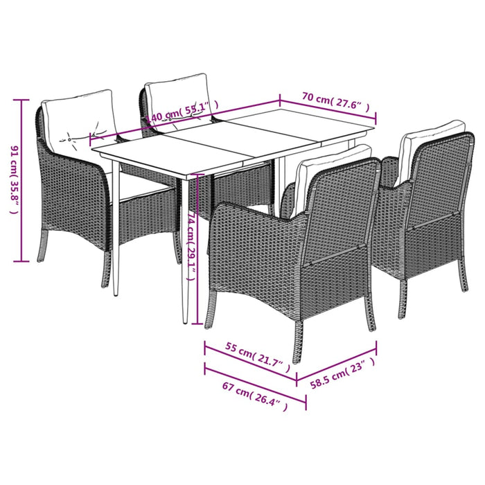 Set mobilier de grădină cu perne, 5 piese, bej, poliratan - WALTI WALTI