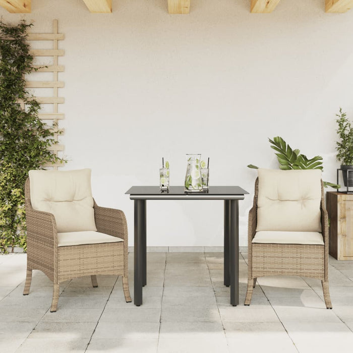Set mobilier de grădină cu perne, 3 piese, bej, poliratan - WALTI WALTI