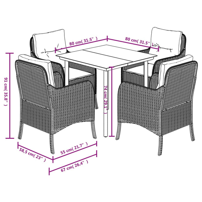 Set mobilier de grădină cu perne, 5 piese, bej, poliratan - WALTI WALTI
