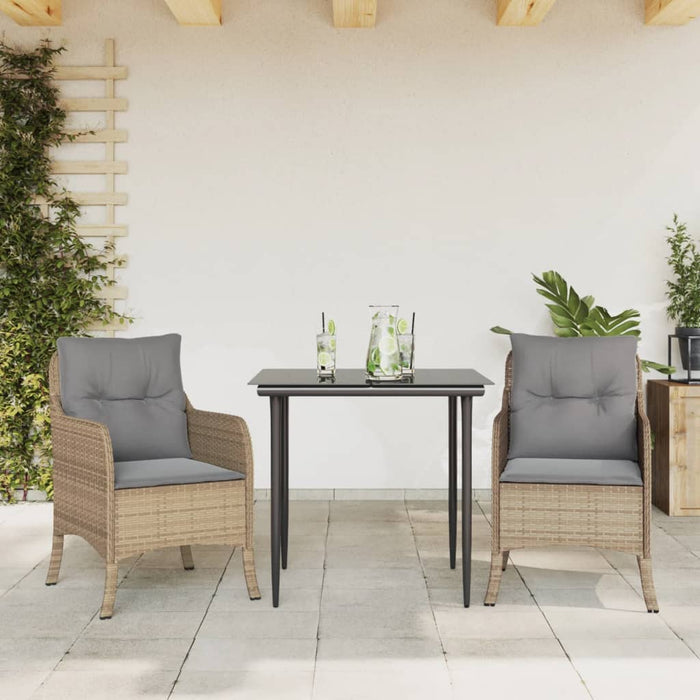 Set mobilier de grădină cu perne, 3 piese, bej, poliratan - WALTI WALTI