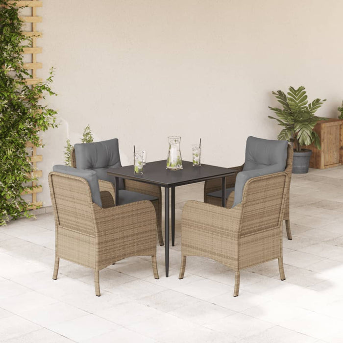 Set mobilier de grădină cu perne, 5 piese, bej, poliratan - WALTI WALTI