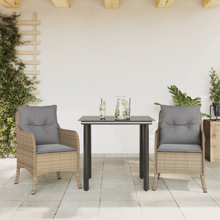 Set mobilier de grădină cu perne, 3 piese, bej, poliratan - WALTI WALTI