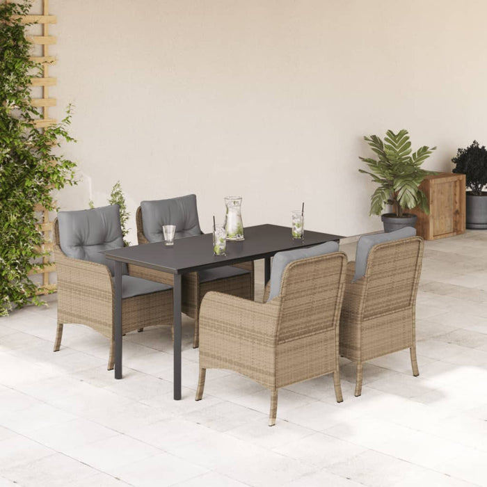 Set mobilier de grădină cu perne, 5 piese, bej, poliratan - WALTI WALTI