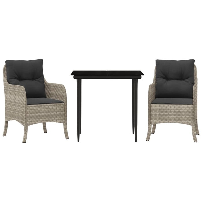 Set mobilier de grădină cu perne, 3 piese,gri deschis,poliratan - WALTI WALTI