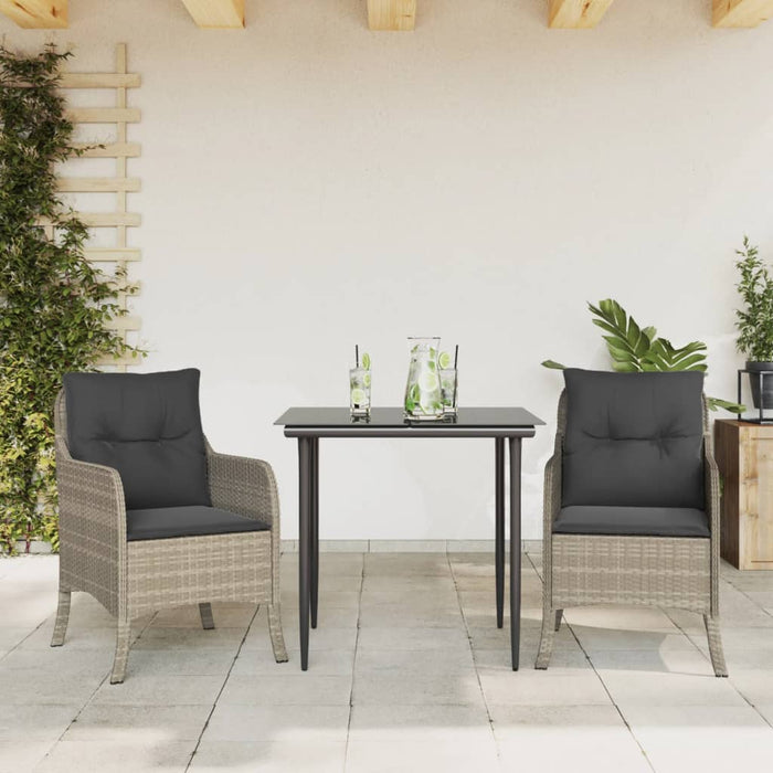 Set mobilier de grădină cu perne, 3 piese,gri deschis,poliratan - WALTI WALTI