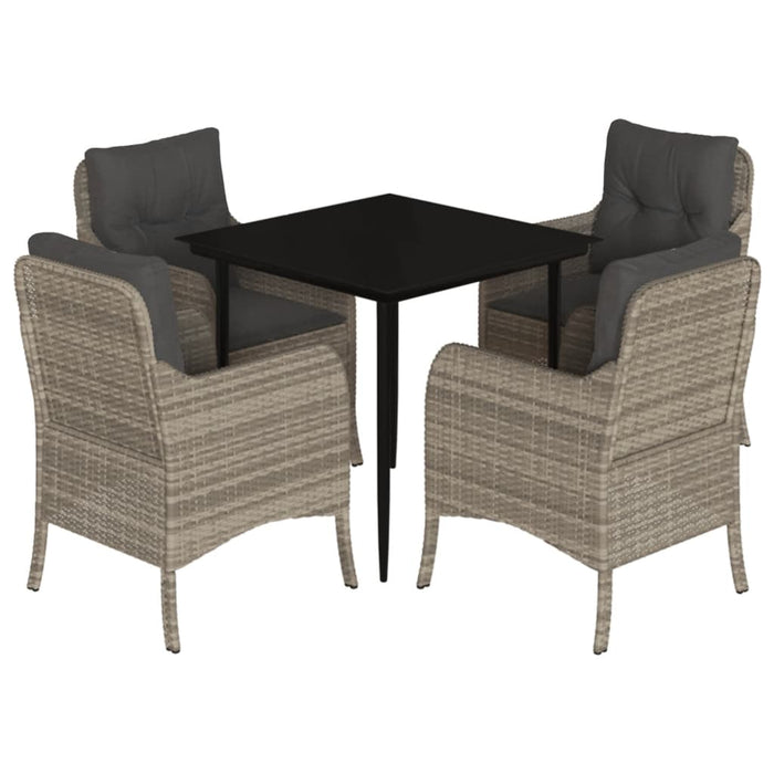 Set mobilier de grădină cu perne, 5 piese gri deschis poliratan - WALTI WALTI