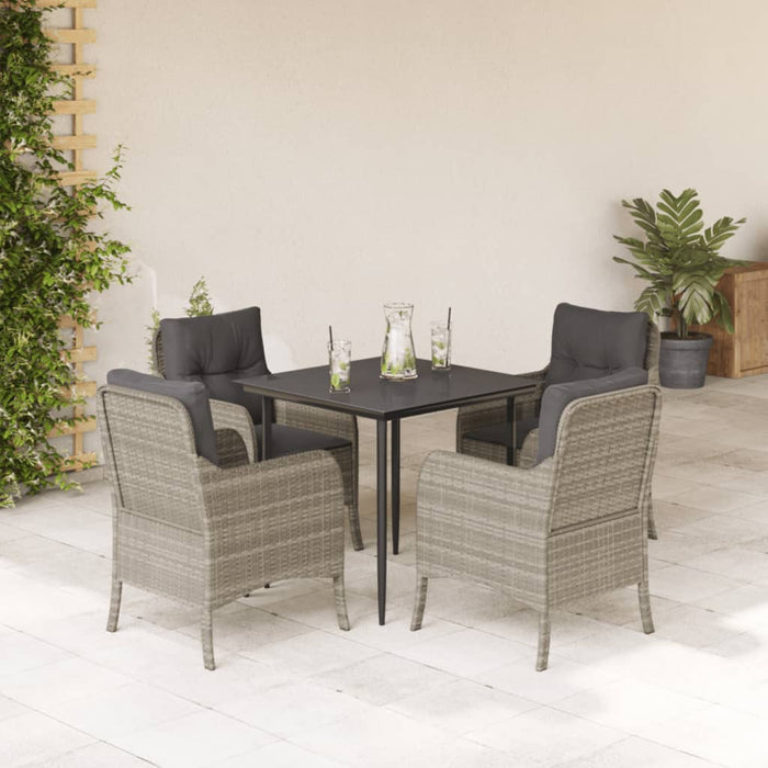 Set mobilier de grădină cu perne, 5 piese gri deschis poliratan - WALTI WALTI