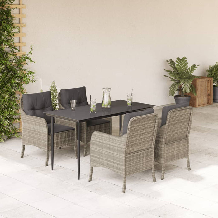 Set mobilier de grădină cu perne, 5 piese gri deschis poliratan - WALTI WALTI