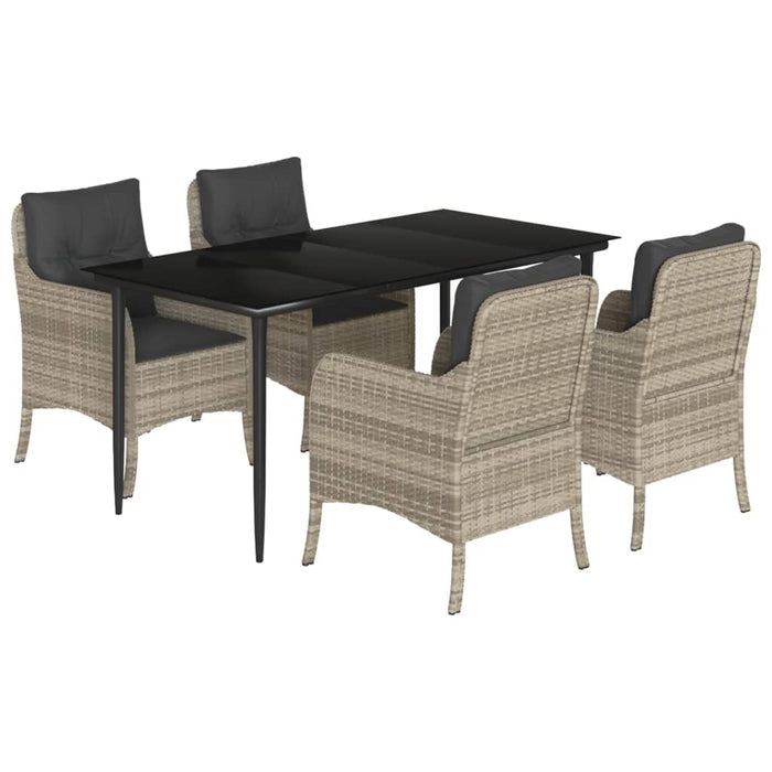 Set mobilier de grădină cu perne, 5 piese gri deschis poliratan - WALTI WALTI