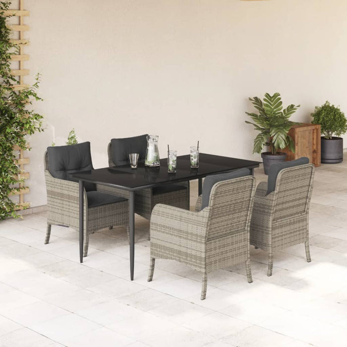 Set mobilier de grădină cu perne, 5 piese gri deschis poliratan - WALTI WALTI