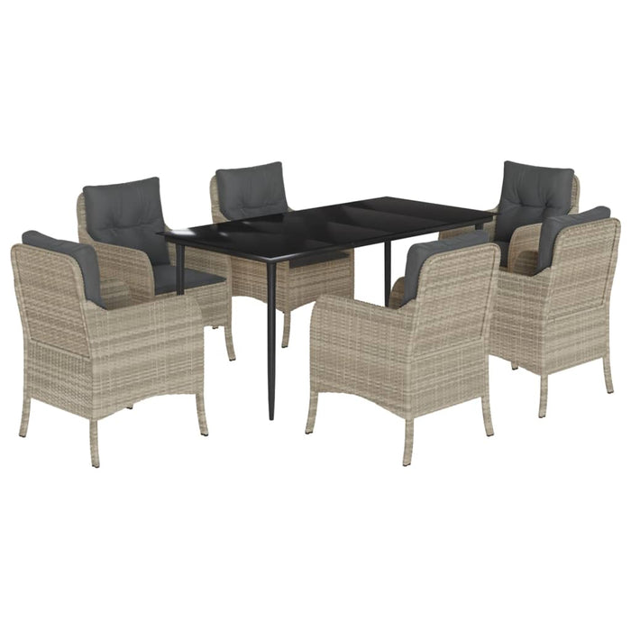 Set mobilier de grădină cu perne, 7 piese gri deschis poliratan - WALTI WALTI
