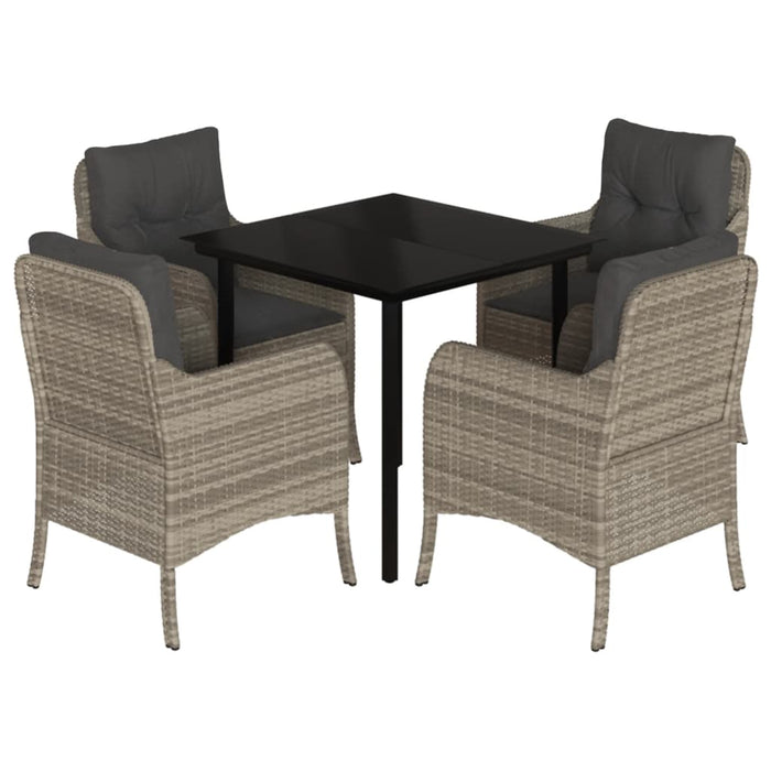 Set mobilier de grădină cu perne, 5 piese gri deschis poliratan - WALTI WALTI