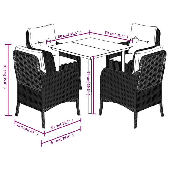 Set mobilier de grădină cu perne, 5 piese gri deschis poliratan - WALTI WALTI