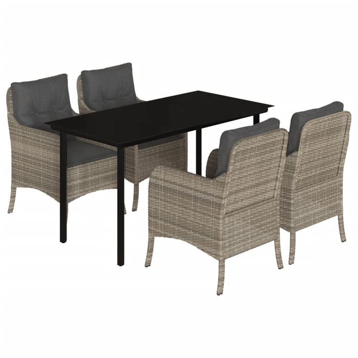 Set mobilier de grădină cu perne, 5 piese gri deschis poliratan - WALTI WALTI