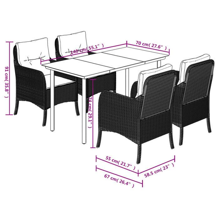 Set mobilier de grădină cu perne, 5 piese gri deschis poliratan - WALTI WALTI