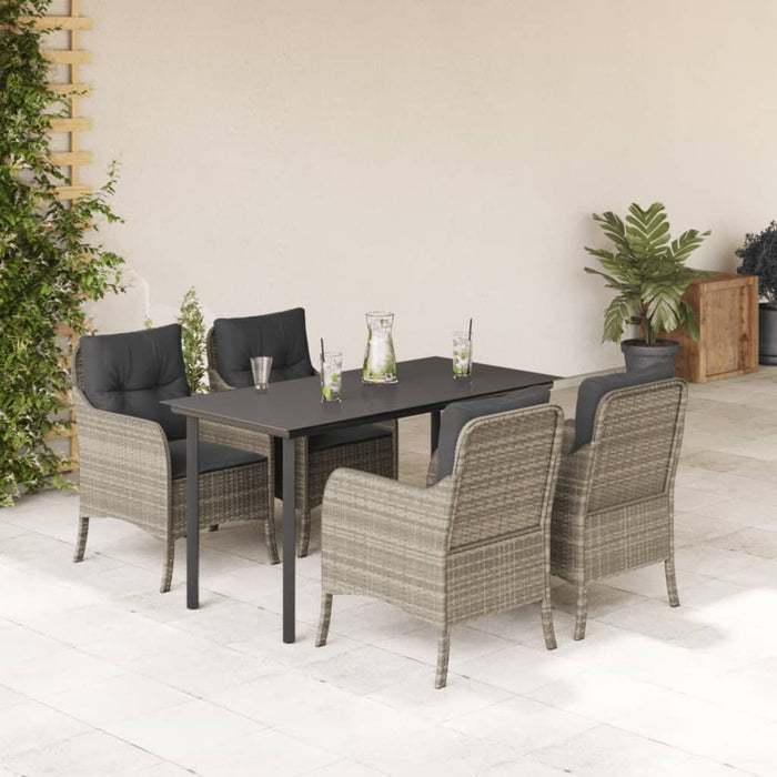 Set mobilier de grădină cu perne, 5 piese gri deschis poliratan - WALTI WALTI