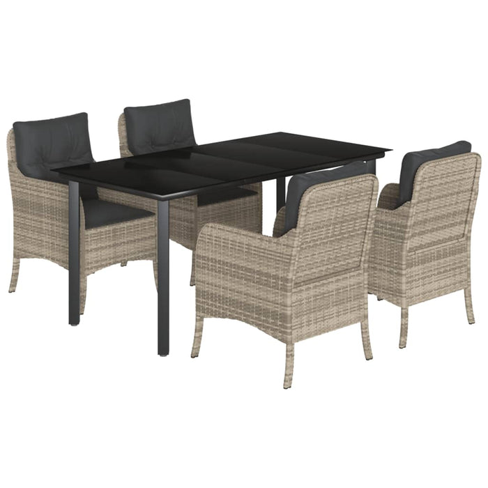 Set mobilier de grădină cu perne, 5 piese gri deschis poliratan - WALTI WALTI
