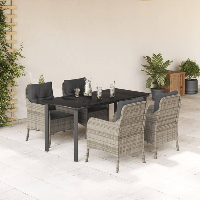 Set mobilier de grădină cu perne, 5 piese gri deschis poliratan - WALTI WALTI