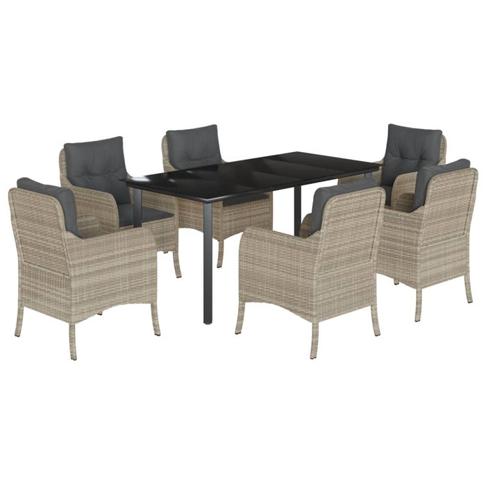 Set mobilier de grădină cu perne, 7 piese gri deschis poliratan - WALTI WALTI