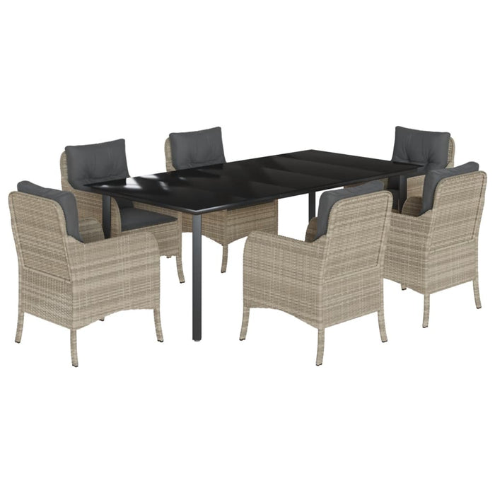 Set mobilier de grădină cu perne, 7 piese gri deschis poliratan - WALTI WALTI