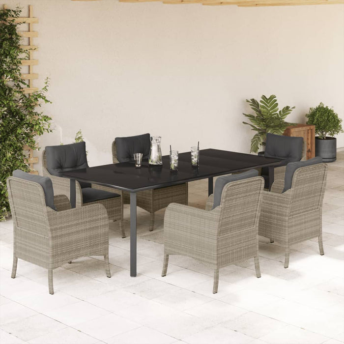 Set mobilier de grădină cu perne, 7 piese gri deschis poliratan - WALTI WALTI