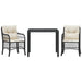 Set bistro cu perne, 3 piese, negru, poliratan - WALTI WALTI