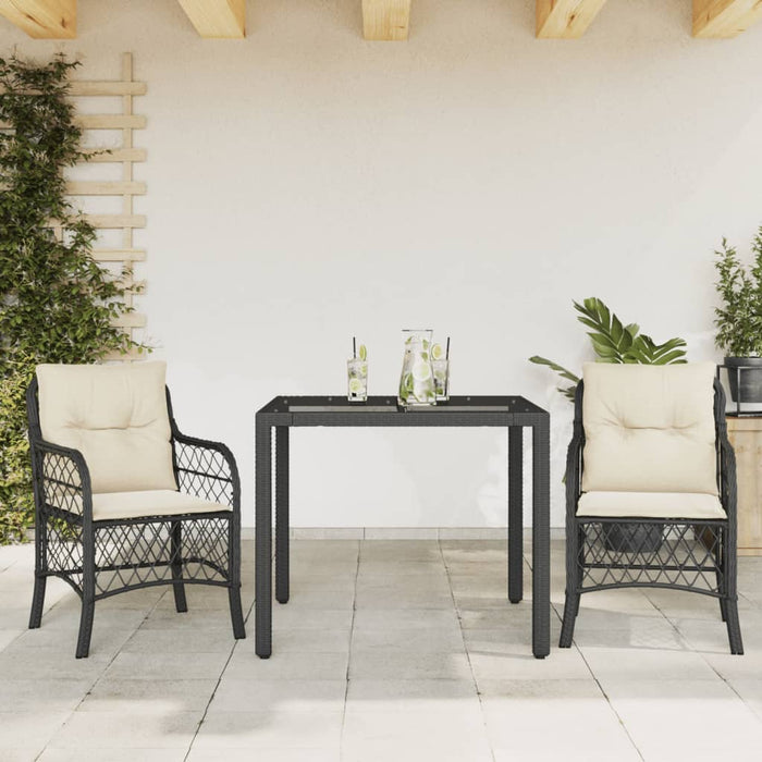 Set bistro cu perne, 3 piese, negru, poliratan - WALTI WALTI