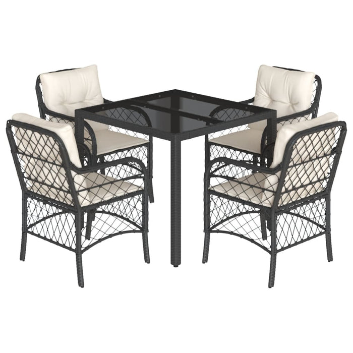 Set mobilier de grădină cu perne, 5 piese, negru, poliratan - WALTI WALTI