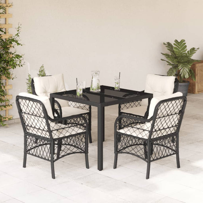 Set mobilier de grădină cu perne, 5 piese, negru, poliratan - WALTI WALTI