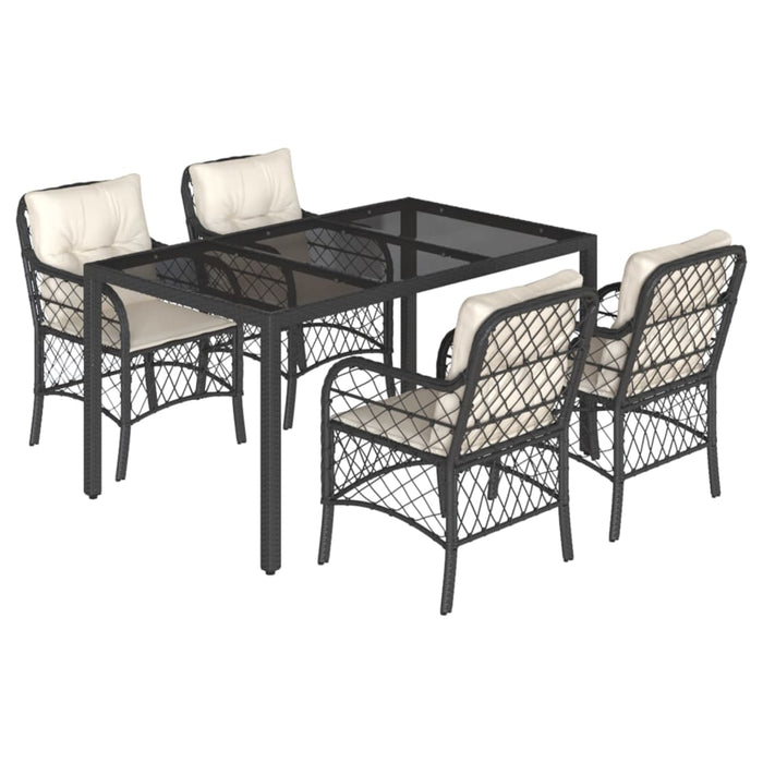 Set mobilier de grădină cu perne, 5 piese, negru, poliratan - WALTI WALTI
